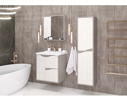 Шкаф пенал Onika Брендон 35.10 У 403565 подвесной Камень светлый Бетон крем