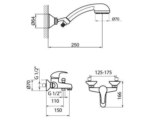 Смеситель для ванны Webert Sax Evolution SX850101015
