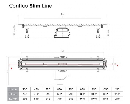 Душевой лоток Pestan Confluo Slim Line 950+ 13000303 с решеткой Хром матовый
