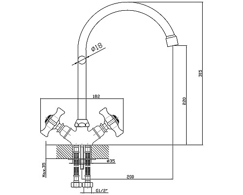 Смеситель для кухни Agger Retro-X A1700000 Хром