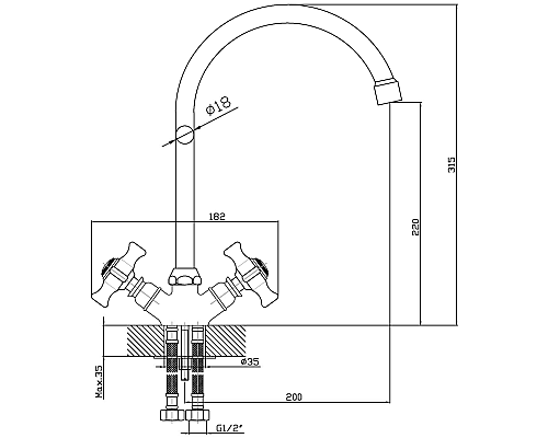 Смеситель для кухни Agger Retro-X A1700000 Хром