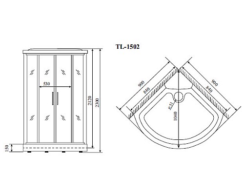 Душевая кабина Timo Lux 90x90 TL-1502 с гидромассажем Душевая кабина Timo Lux 90x90 TL-1502 с гидромассажем