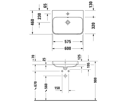 Раковина Duravit Happy D 2 Plus 60 2360600000 Белая