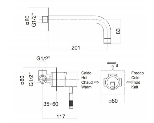 Смеситель для раковины Webert Rimini RI830606010 Золото