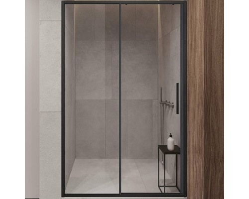 Душевая дверь Vincea Slim-U 120 VDS-2SU120CLB профиль Черный матовый стекло прозрачное