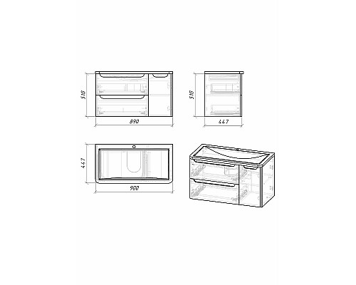 Тумба под раковину Grossman Адель 90 109003 подвесная Белая