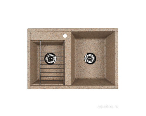 Мойка для кухни Делия 78 DBL 2 чаши песочный Aquaton