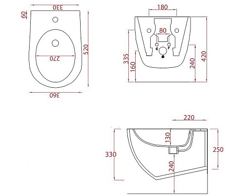 Биде Artceram File 2.0 FLB001 15 00 подвесное Grigio oliva