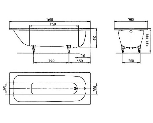 Ванна стальная Kaldewei Saniform Plus 170х70 111800010001
