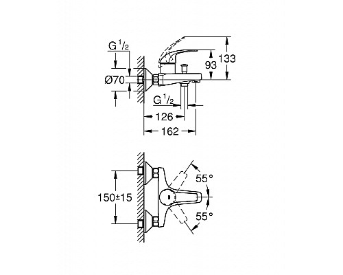 Смеситель для ванны Grohe BauCurve 23599000 Хром