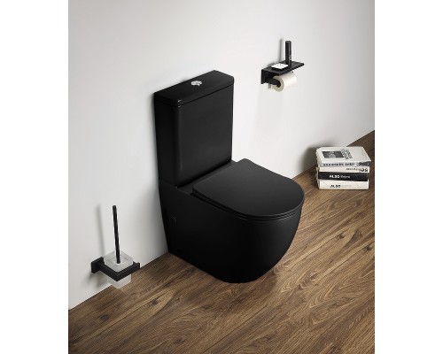 Унитаз компакт CeramaLux 2166XMB Черный матовый с бачком и сиденьем Микролифт