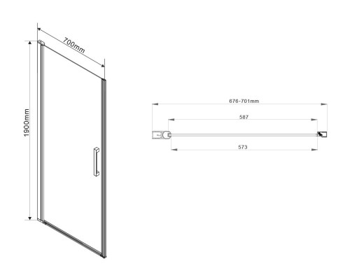 Душевая дверь Vincea Orta 70 VPP-1O700CH-L профиль Хром стекло шиншилла