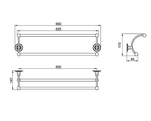 Полотенцедержатель двойной Timo Nelson 160056/02 антик