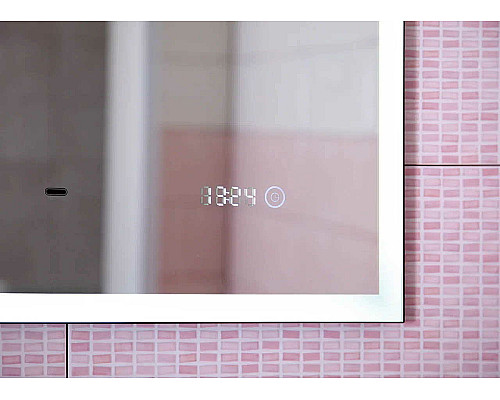 Зеркало Бриклаер Лофт 60 4627125415722 с подсветкой Черное с бесконтактным выключателем и часами