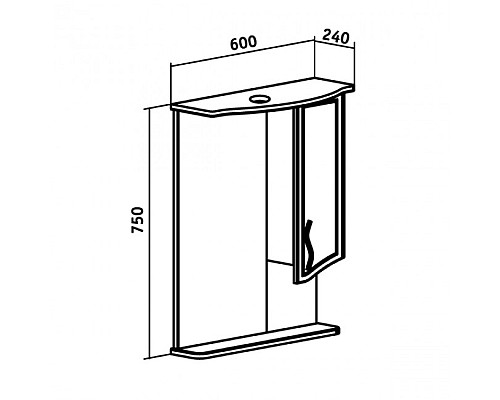 Зеркальный шкаф Runo Севилья 60 00000000790 правый