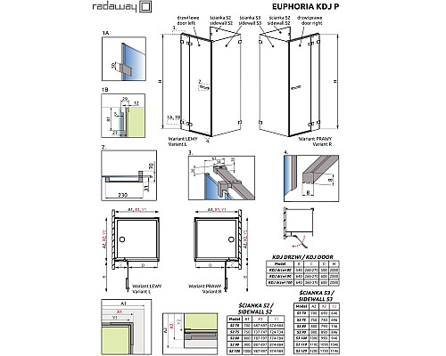 Душевая дверь Radaway Euphoria KDJ 50 383512-01L профиль Хром стекло прозрачное