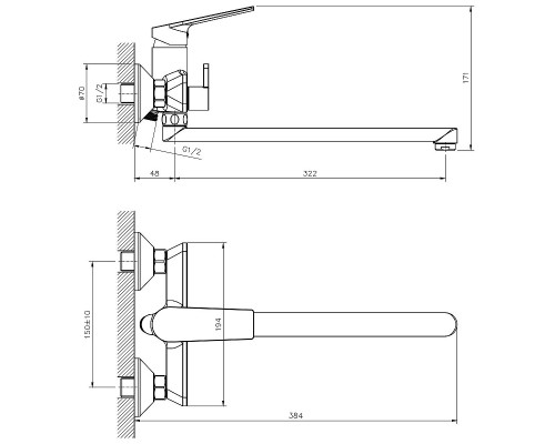 Смеситель для ванны Belz B533-7 B22533-7 универсальный Черный