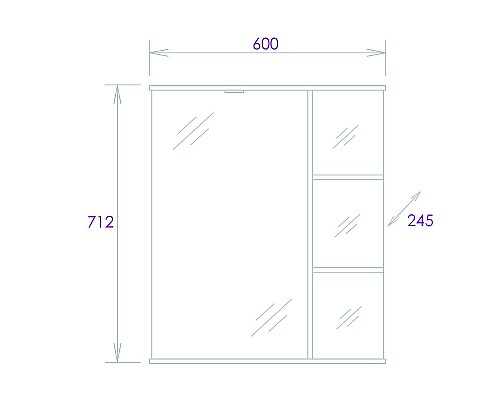 Зеркальный шкаф Onika Карина 60.01 L 206009 с подсветкой Белый