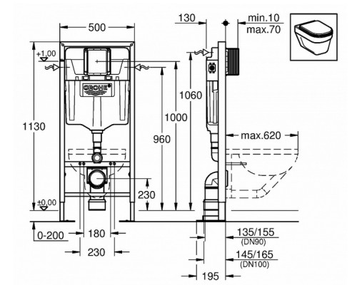 Инсталляция Grohe для подвесного унитаза
