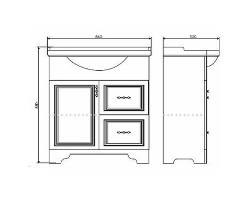 Тумба с раковиной Comforty Севилья 85 Слоновая кость