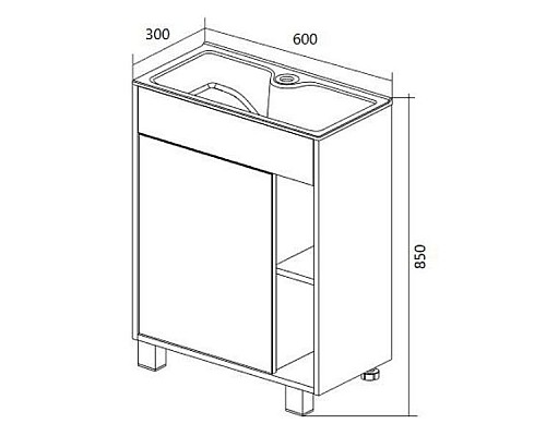 Тумба с раковиной 1MarKa Lido 60Н У83300 Дуб сонома Белый