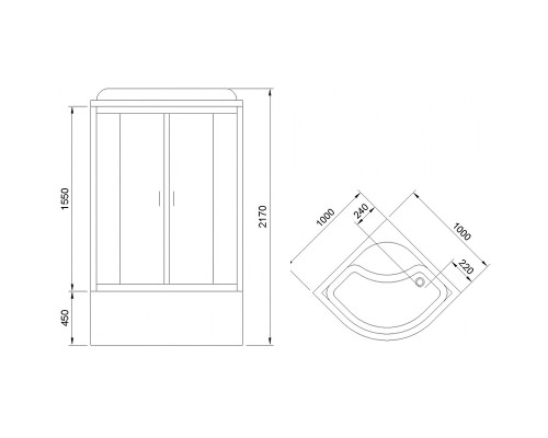 Душевая кабина Royal Bath NRW 100x100 с гидромассажем задняя стенка Белая