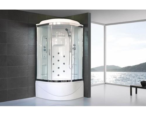 Душевая кабина Royal Bath NRW 100x100 с гидромассажем задняя стенка Белая