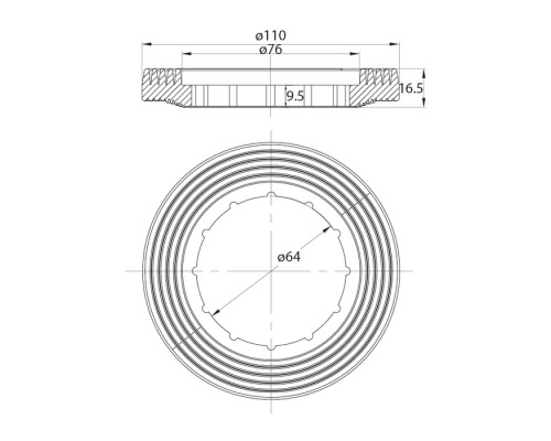 Одноуровневая водосливная арматура круглая резинка IDDIS F012400-0004
