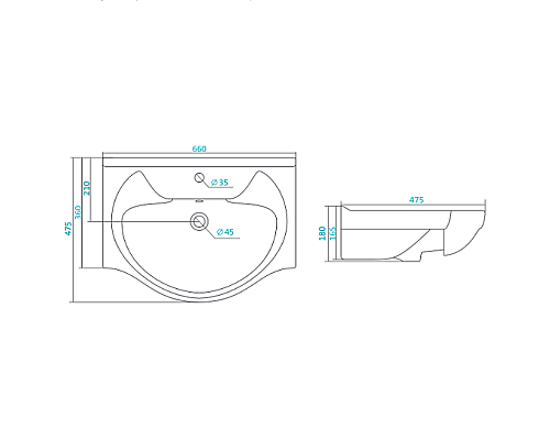 Полукруглая раковина Santek Байкал 65 1WH109651