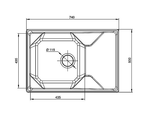 Кухонная мойка GranFest Unique GF-U-740L Иней