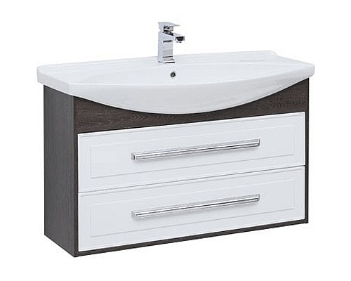 Тумба под раковину Aquanet Остин 105 201731 подвесная Белый глянец Дуб кантербери