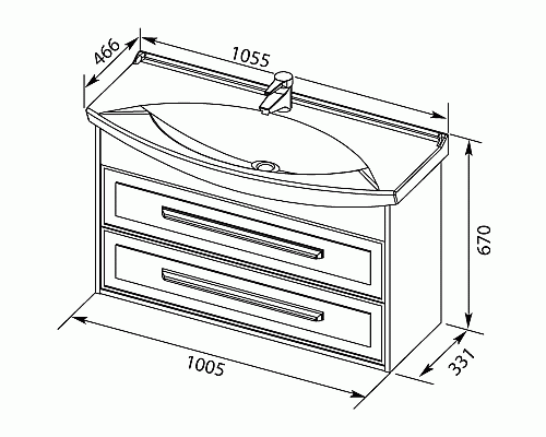 Тумба под раковину Aquanet Остин 105 201731 подвесная Белый глянец Дуб кантербери