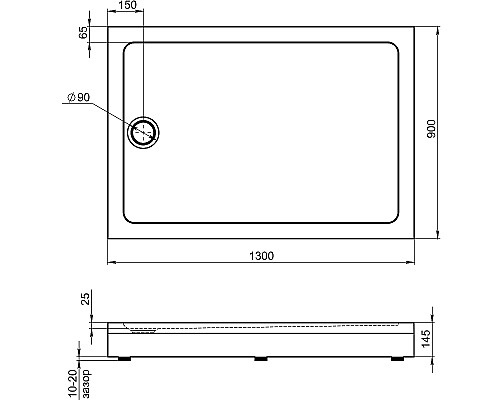 Акриловый поддон для душа Bas Олимпик 130х90 ПН00059 Белый