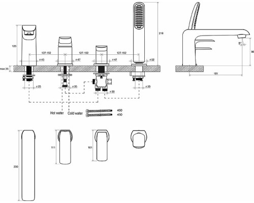 Смеситель на борт ванны Ravak Flat FL 026.00 X070120 Хром