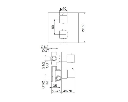 Смеситель для душа встраиваемый с термостатом Webert Pegaso PE970903560 черный