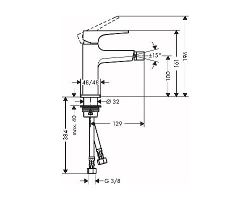 Смеситель для биде Hansgrohe Metropol однорычажный бронза 32520140
