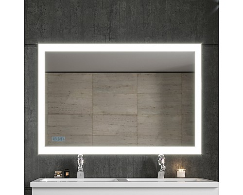 Зеркало Бриклаер Вега 125 4627125414398 с подсветкой с бесконтактным выключателем и часами