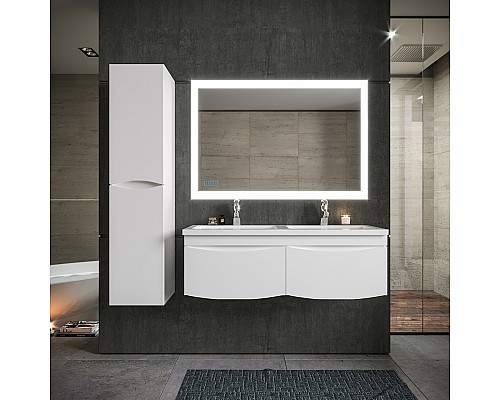 Зеркало Бриклаер Вега 125 4627125414398 с подсветкой с бесконтактным выключателем и часами