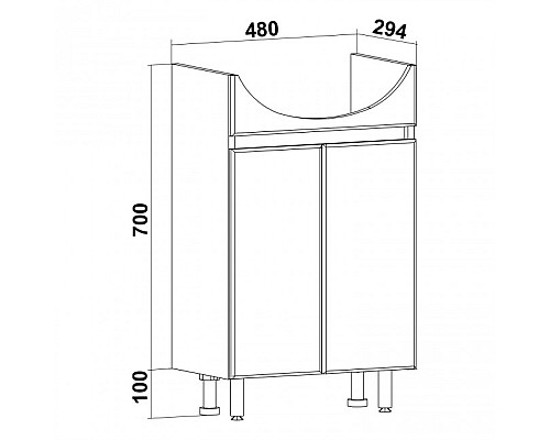 Тумба под раковину Runo Лада 50 00-00001164 Дуб серый Графит
