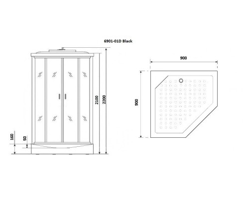Душевая кабина Niagara Premium NG-6901-01D BLACK 90x90