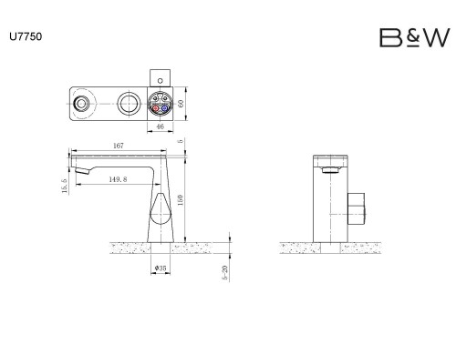 Смеситель для раковины Black&White Universe U7750 Хром