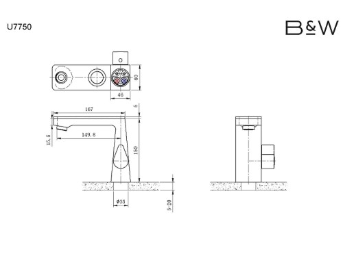 Смеситель для раковины Black&White Universe U7750 Хром