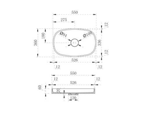 Раковина-чаша Abber Stein 55 AS2601 Белая