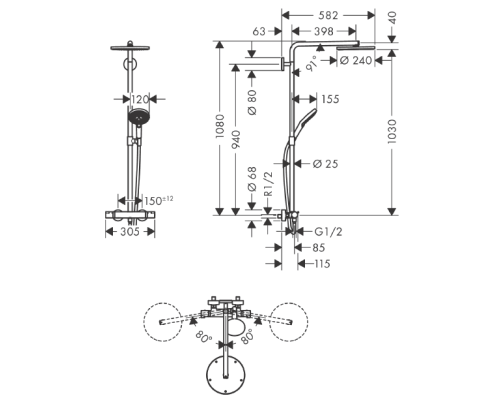 Душевая система Hansgrohe Raindance Select S хром 27633000