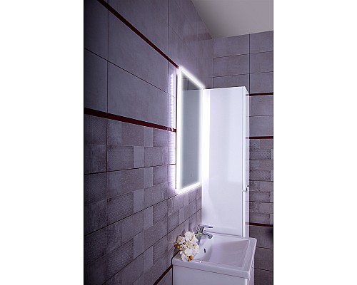 Зеркало Бриклаер Вега 55 4627125414206 с подсветкой с бесконтактным выключателем и часами