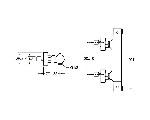 Смеситель для душа Jacob Delafon Brive E24334-CP с термостатом Хром