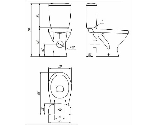 Унитаз компакт Cersanit Trento S-KO-TR011-3/6-PL-w с бачком и сиденьем Микролифт