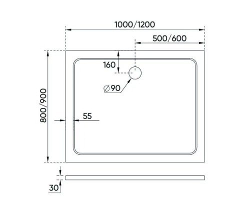 Душевой поддон из искусственного камня Veconi Tezeo 120x80 Белый
