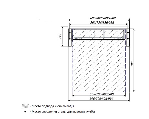 Тумба под раковину 1MarKa Grunge Loft 60П Ц0000001582 подвесная Бетон светлый