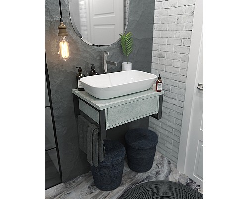 Тумба под раковину 1MarKa Grunge Loft 60П Ц0000001582 подвесная Бетон светлый